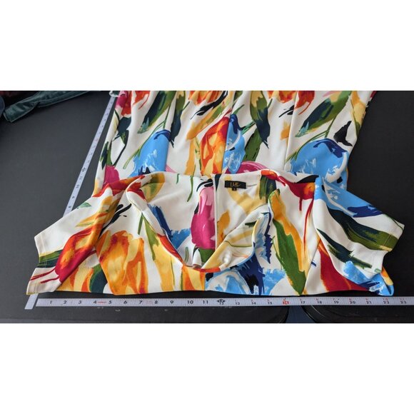 ILE New York Womens Floral Short Sleeve Midi Dress Size 16 Boho Easter Spring - Picture 7 of 9